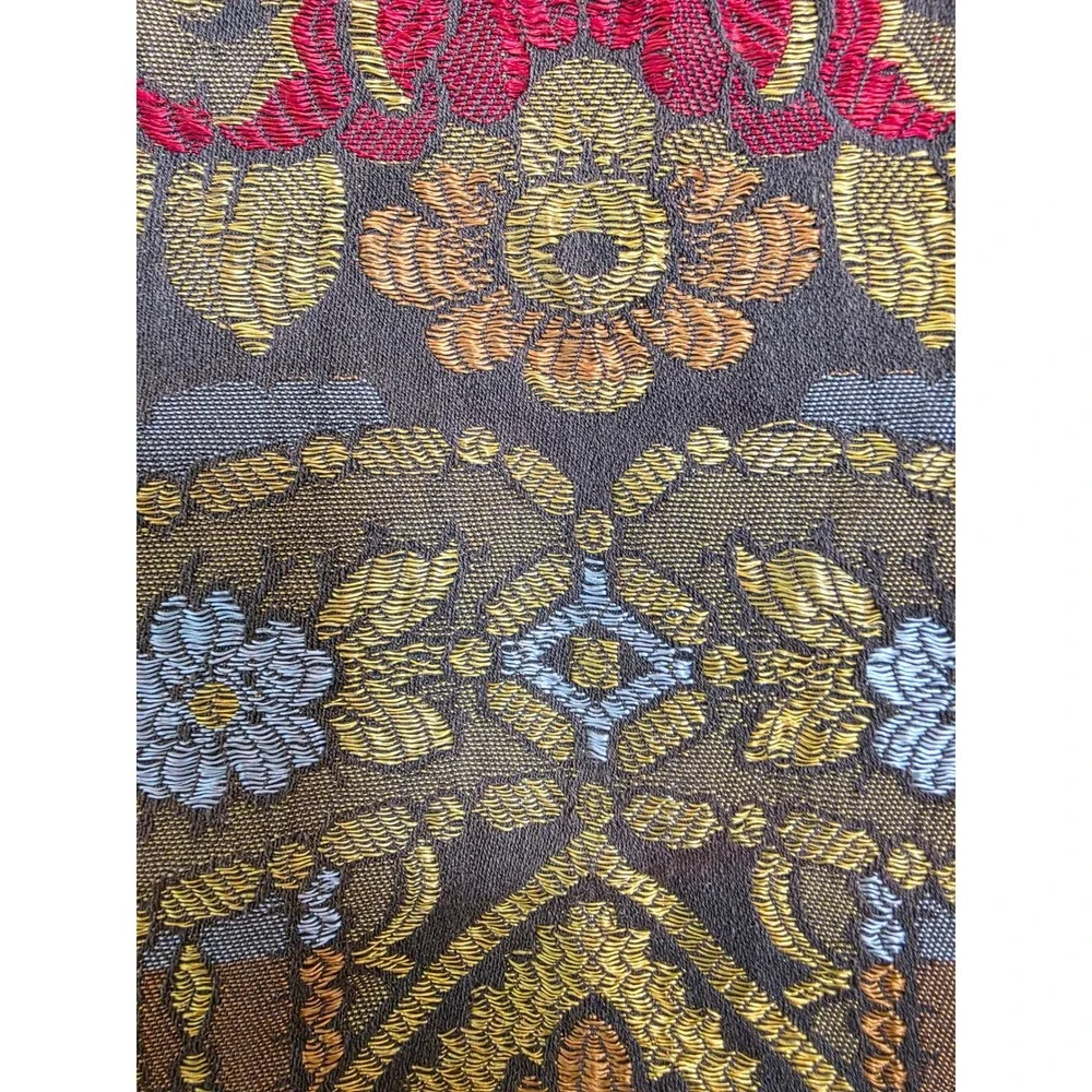 Vintage Woven Tapestry Floral Damask Table Runner Wall Hanging Gold Red Blue